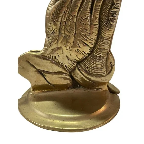 Vintage Brass Praying Hands Book Ends Used MCM - Picture 3 of 16